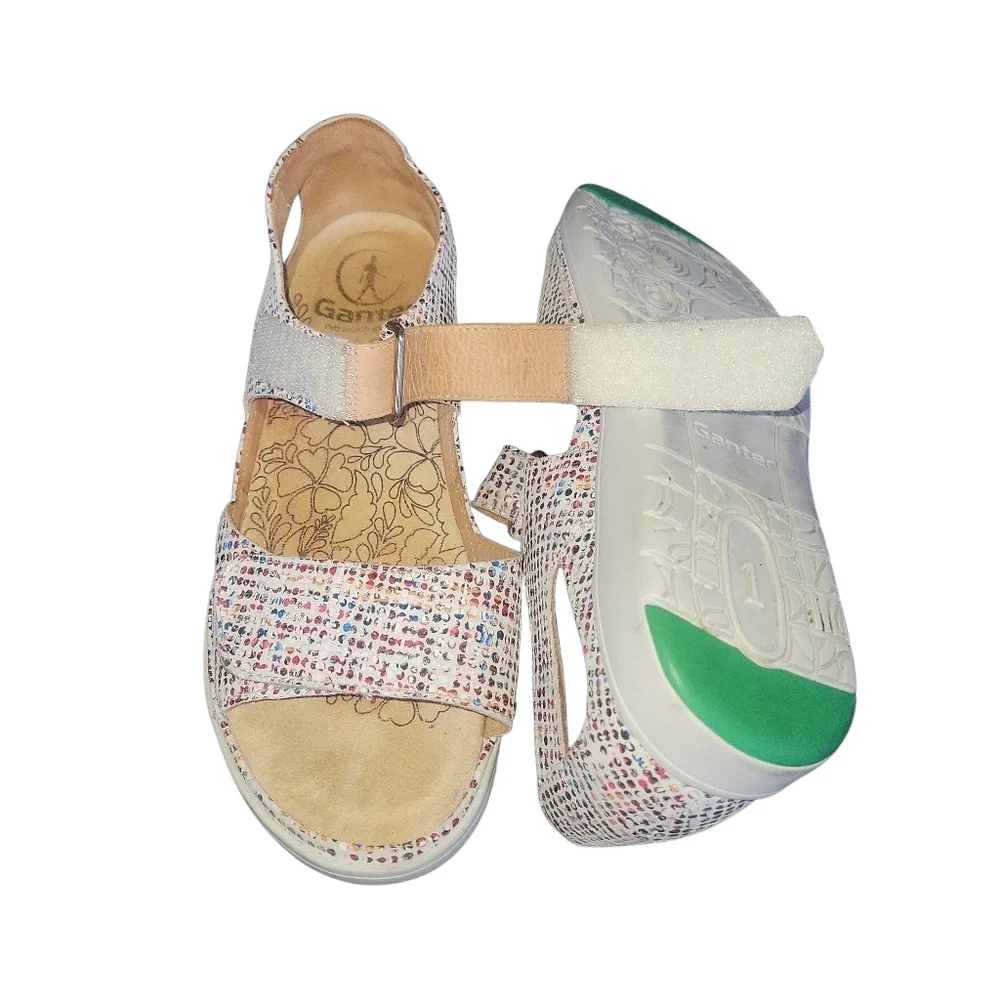 Ganter Women's Open Toe Velcro Fastener Leather Multicolor Sandals 37 - Picture 5 of 9
